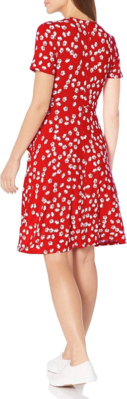 Essentials Women's Cap-Sleeve Faux-Wrap Dress