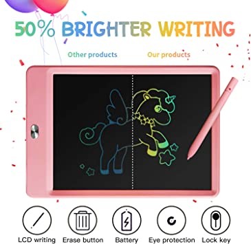TEKFUN LCD Writing Tablet Graffiti Pad, 8.5 Inch (Approx. 21.6 cm) Color Drawing Tablet Writing Pad, Gift Toys for Kids, For Children 3 4 5 6 7 Years Old, Erasable Graffiti Pad Toddler Travel Car Toy 